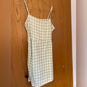 Green Checkered Sleeveless Dress